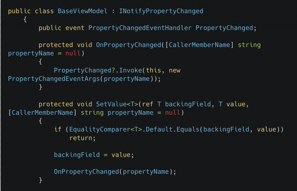 Implementing INotifyPropertyChnaged interface